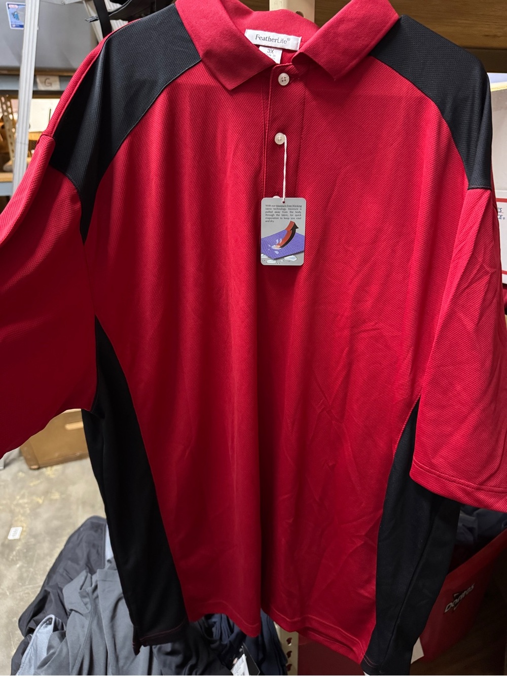 Men's Red and Black Performance Polo Shirt- size 3x. NWT